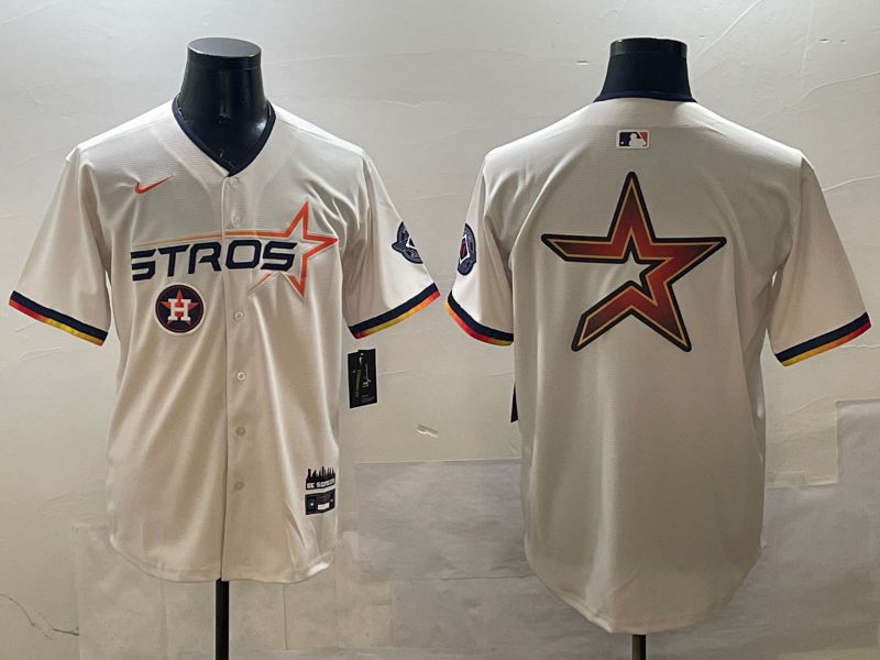 Men Houston Astros Blank Cream Three generations Joint Name 2025 Nike MLB Jersey style 12->houston astros->MLB Jersey